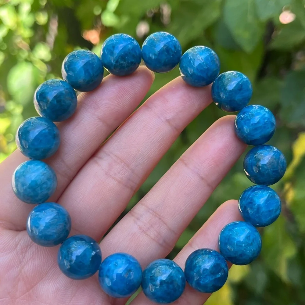 12.8mm stretchable flash blue apatite bracelet‎